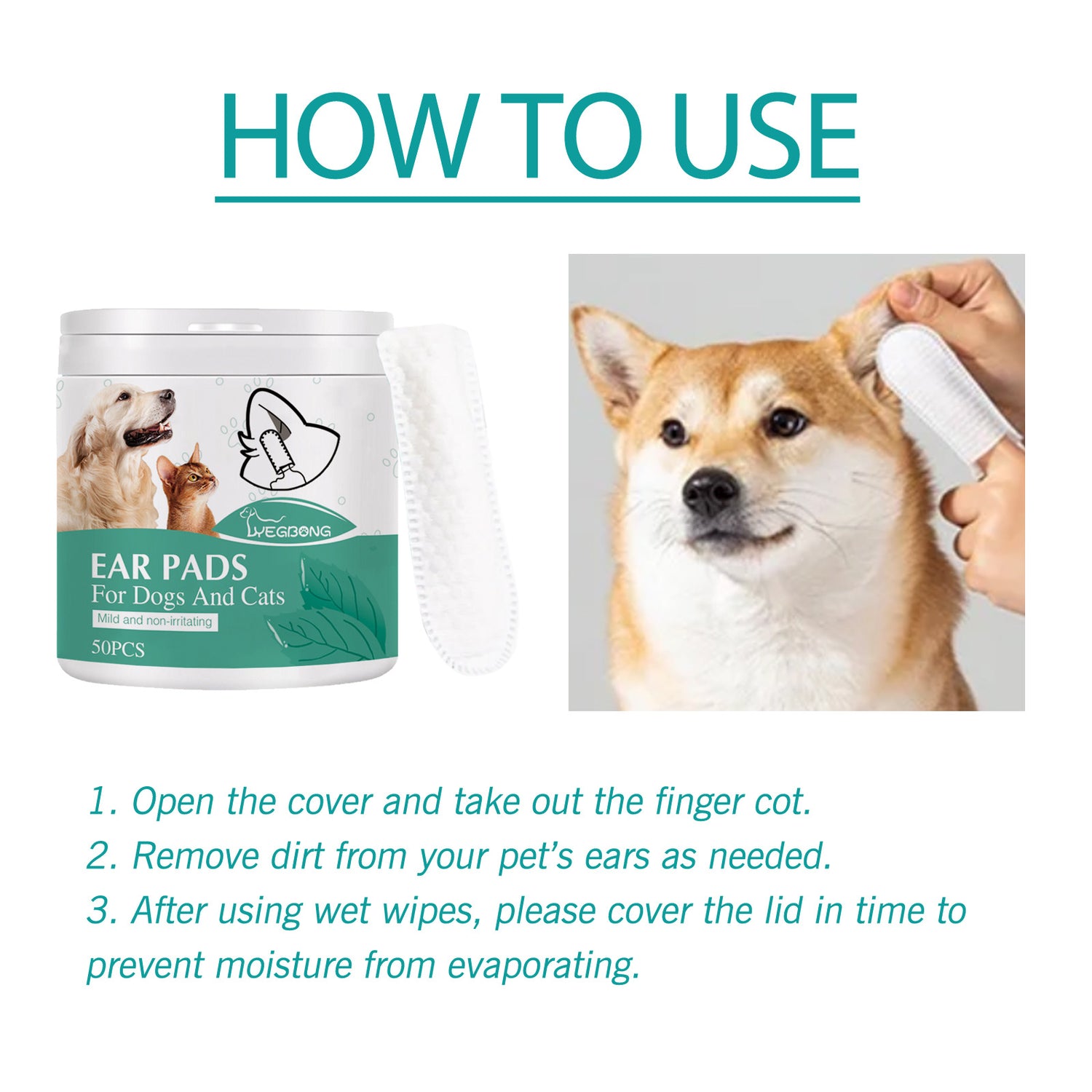 Dog Ear Cleaning Finger Wipes