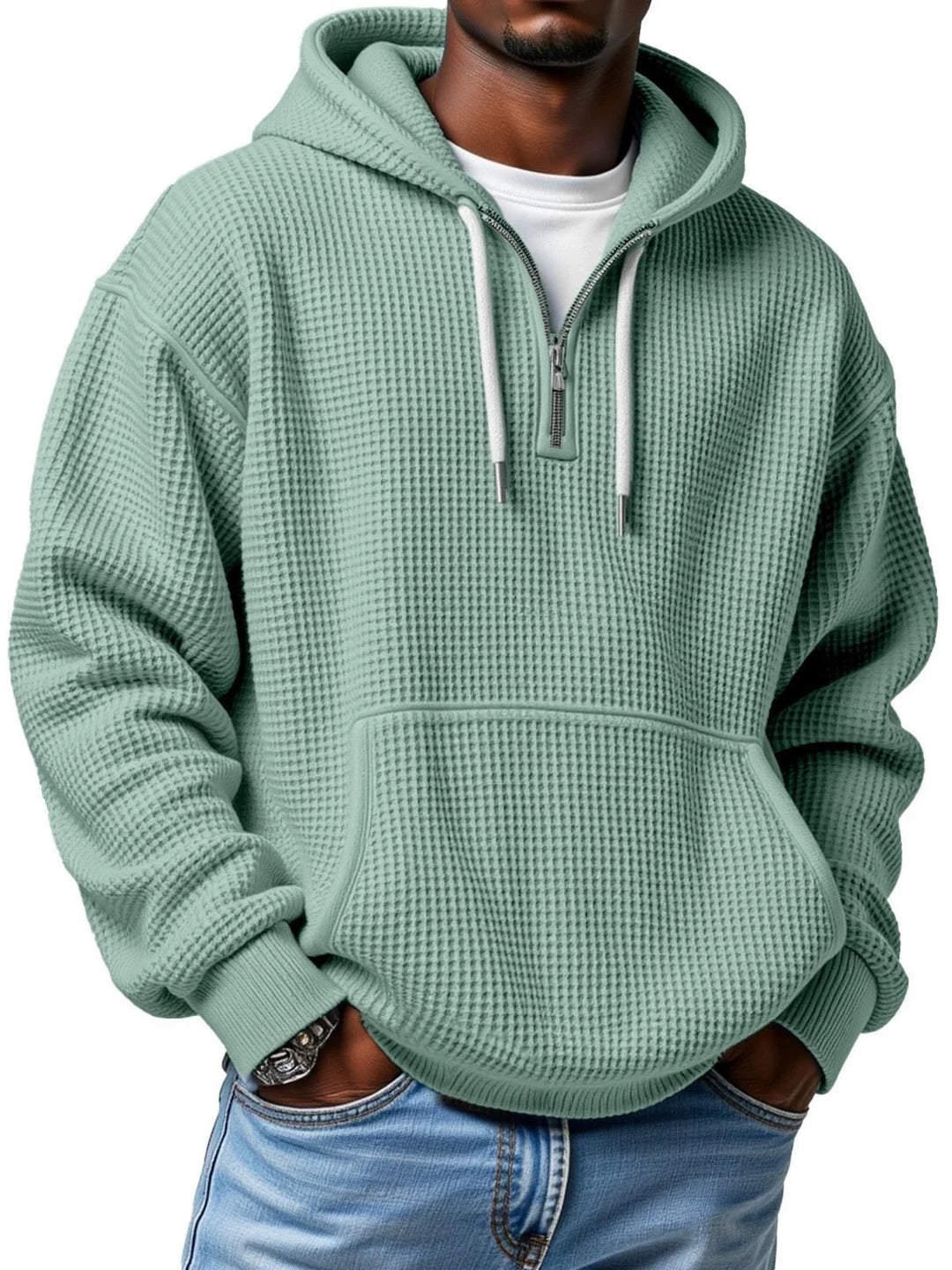 Caleb™ Waffle Knit Quarter-Zip Hoodie