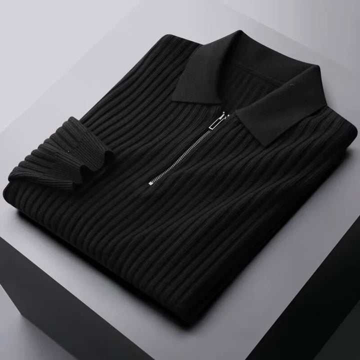 Dennis™ Ribbed Quarter-Zip Polo Sweater