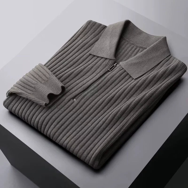 Dennis™ Ribbed Quarter-Zip Polo Sweater