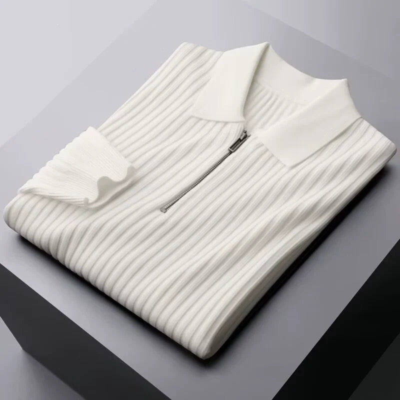 Dennis™ Ribbed Quarter-Zip Polo Sweater