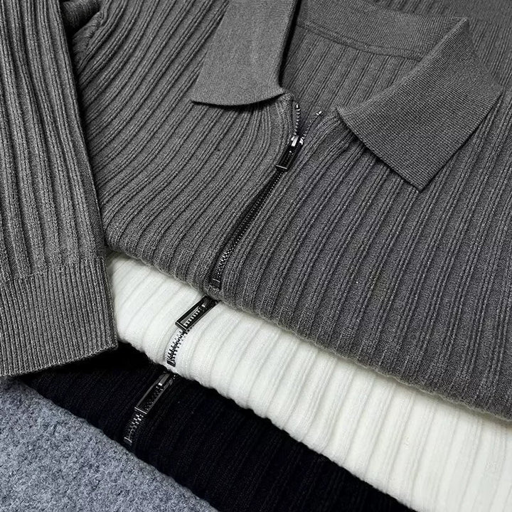 Dennis™ Ribbed Quarter-Zip Polo Sweater