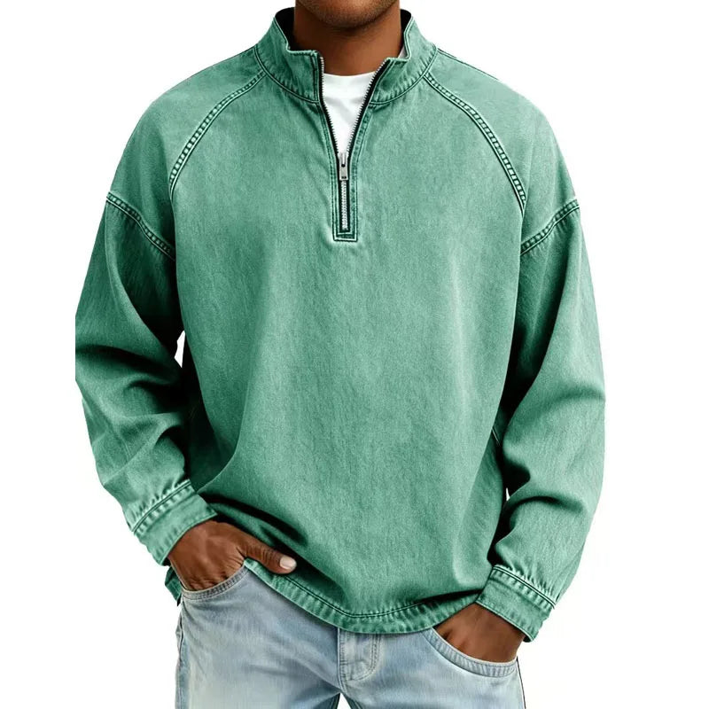 Dalton™ Washed Denim Quarter-Zip Pullover