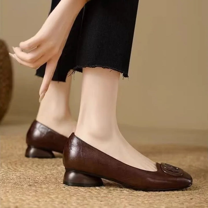 Claire | Soft Vegan Leather Shoes Metal Buckle Shoes