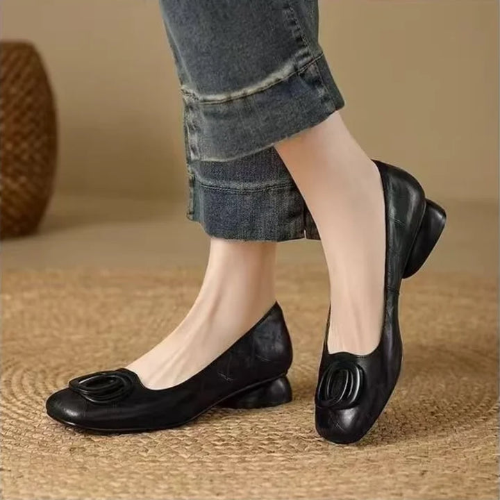 Claire | Soft Vegan Leather Shoes Metal Buckle Shoes