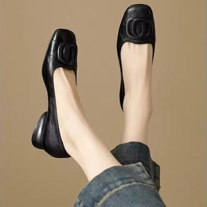Claire | Soft Vegan Leather Shoes Metal Buckle Shoes