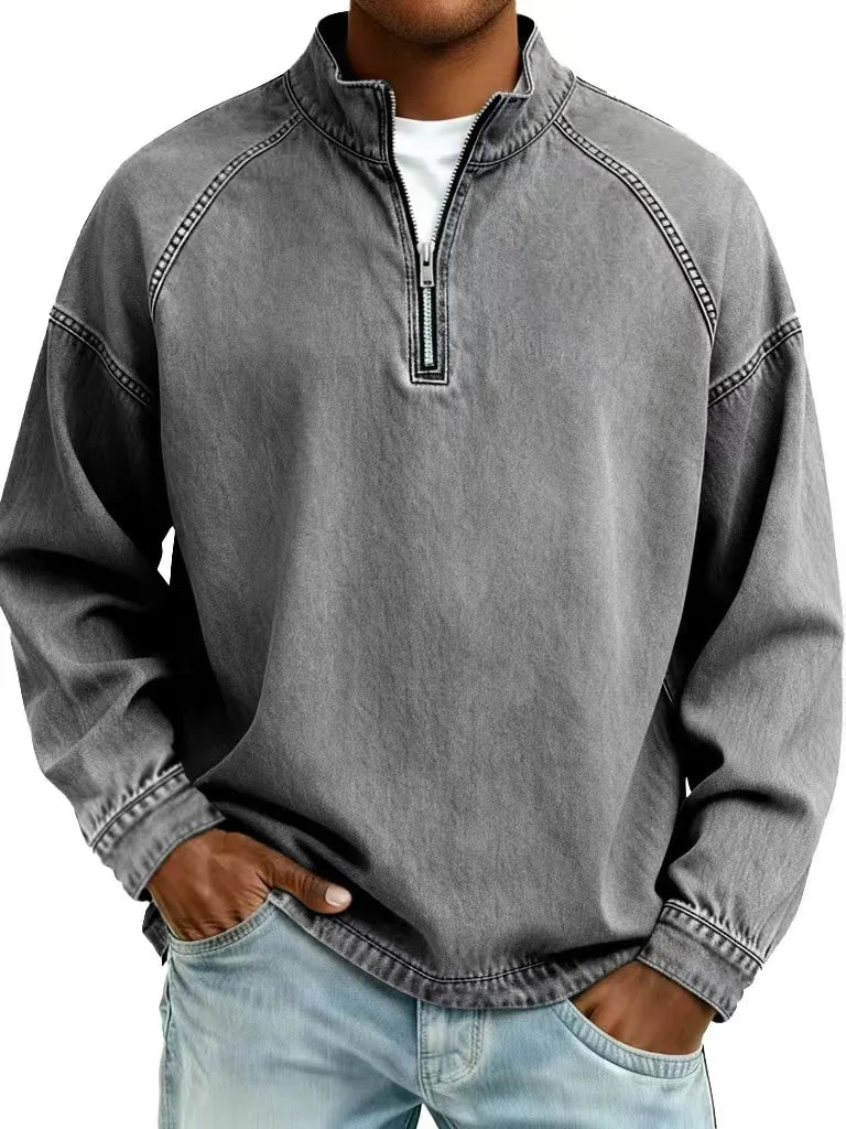 Dalton™ Washed Denim Quarter-Zip Pullover