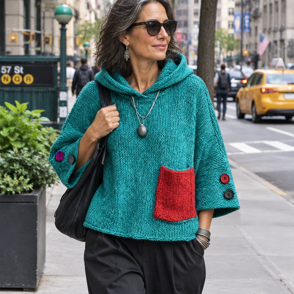 Zadie™ Relaxed Contrast Pocket Hooded Sweater
