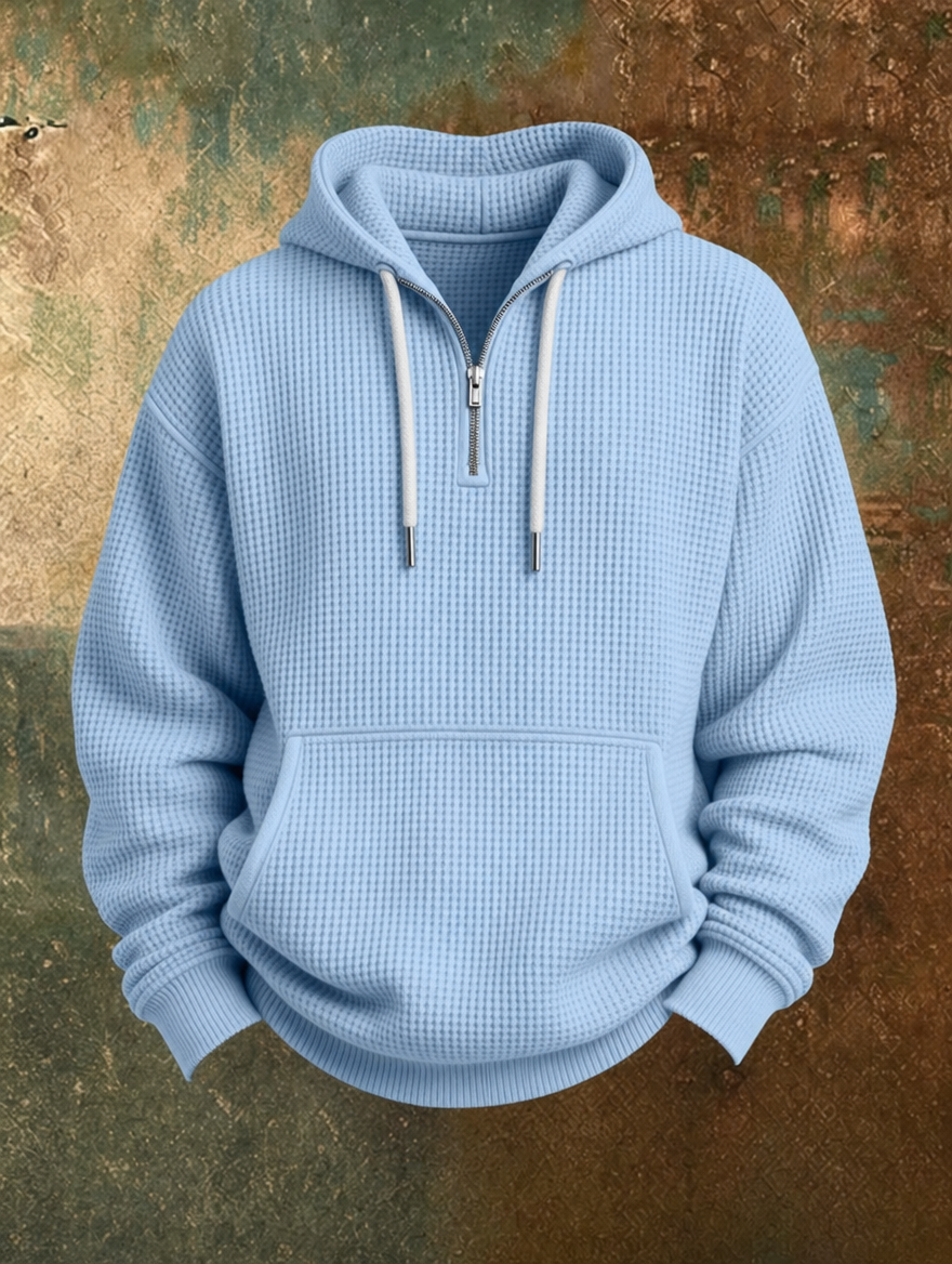 Caleb™ Waffle Knit Quarter-Zip Hoodie