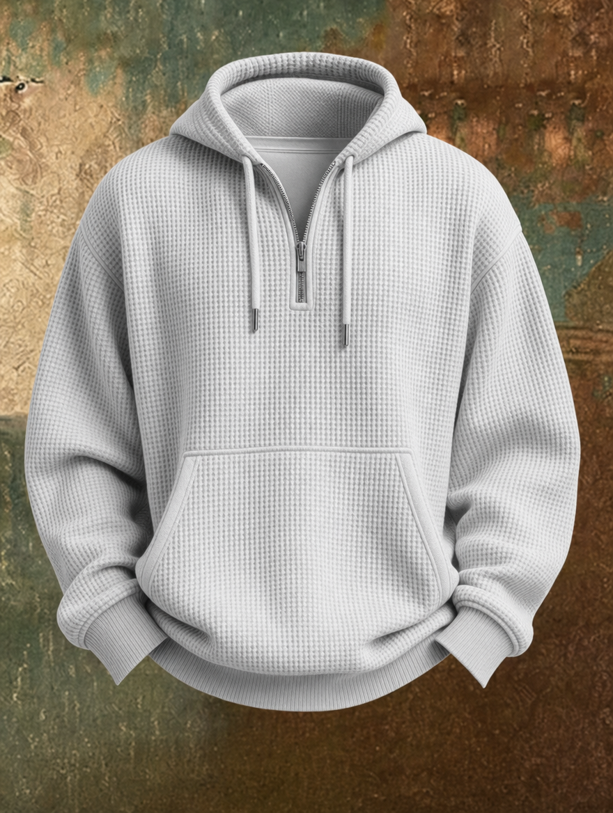 Caleb™ Waffle Knit Quarter-Zip Hoodie