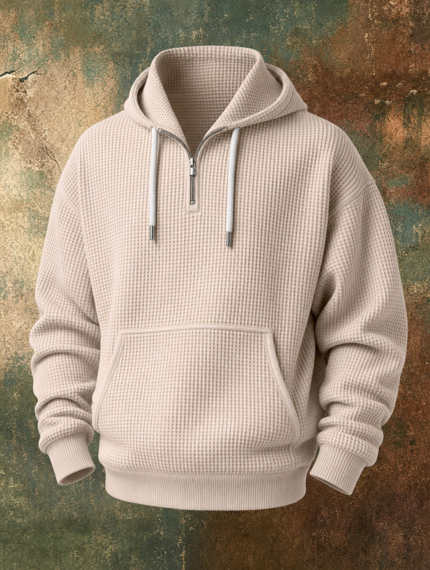 Caleb™ Waffle Knit Quarter-Zip Hoodie