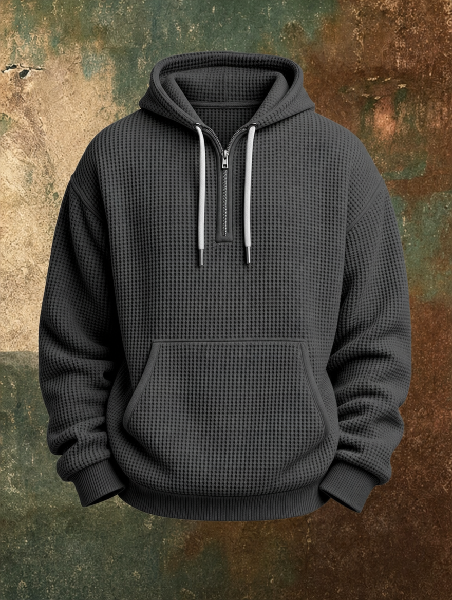 Caleb™ Waffle Knit Quarter-Zip Hoodie