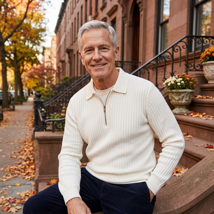 Dennis™ Ribbed Quarter-Zip Polo Sweater