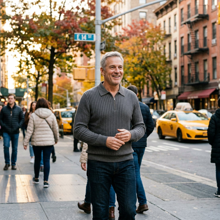 Dennis™ Ribbed Quarter-Zip Polo Sweater