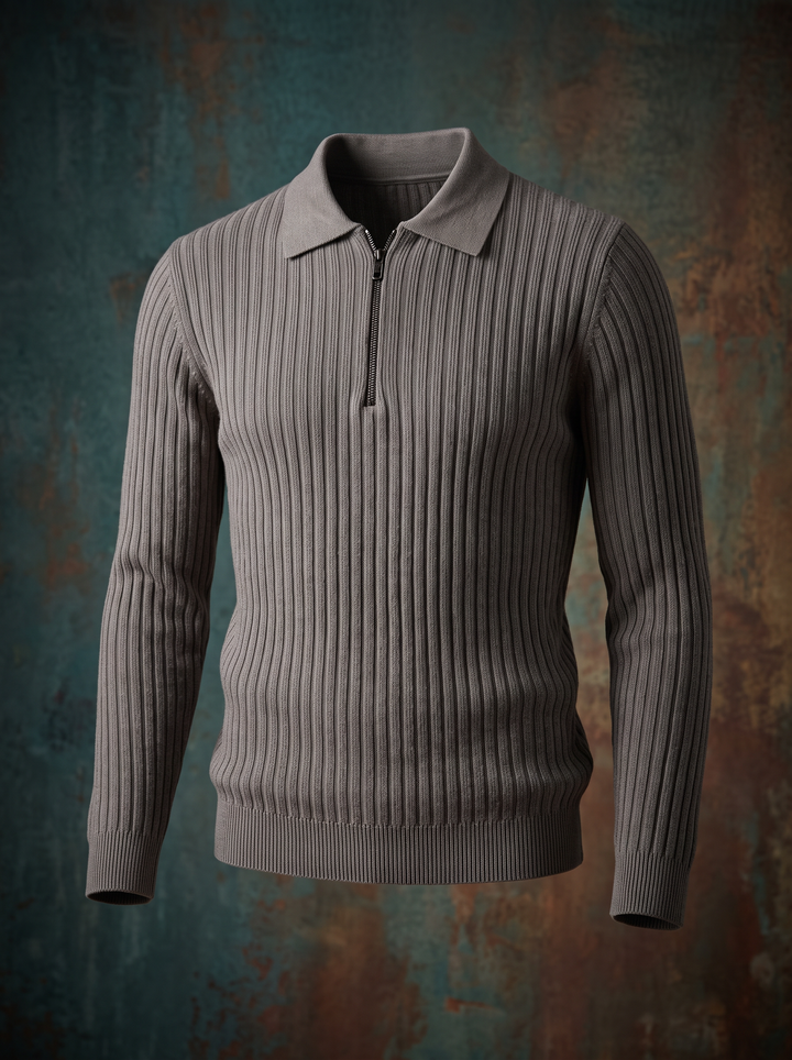 Dennis™ Ribbed Quarter-Zip Polo Sweater
