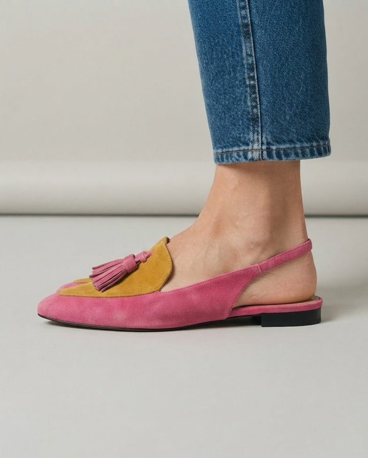 Slingback Elena — Fuchsia and Mustard