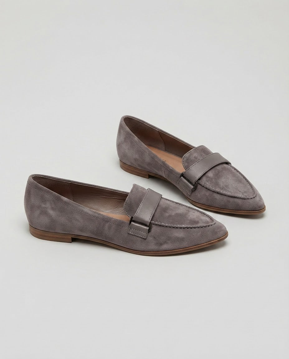 Pointed Moccasin with Strap over the Instep
