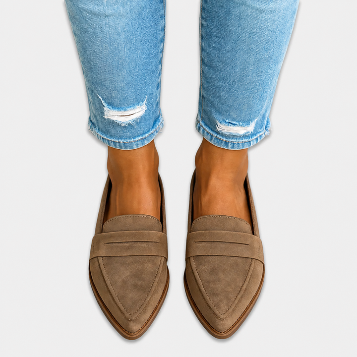 Irene Loafer — Pointed Toe Suede Effect