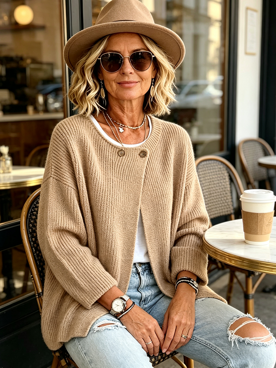 Samantha | Cozy Ribbed Asymmetrical Knit Cardigan