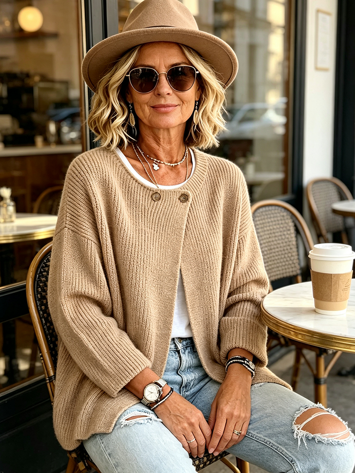 Samantha | Cozy Ribbed Asymmetrical Knit Cardigan