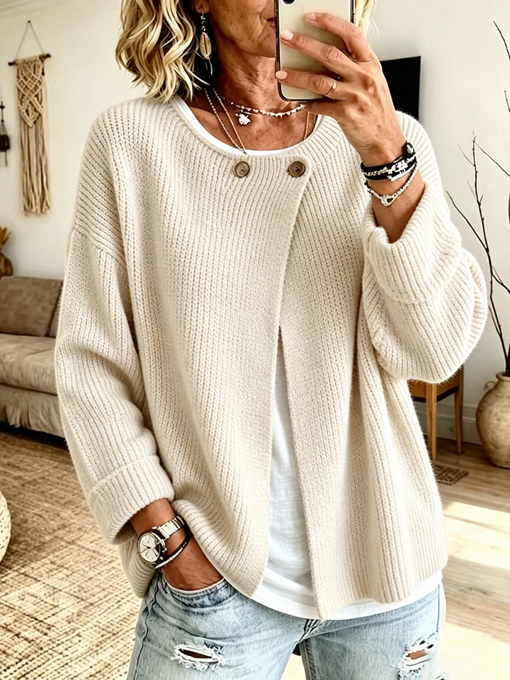 Samantha | Cozy Ribbed Asymmetrical Knit Cardigan
