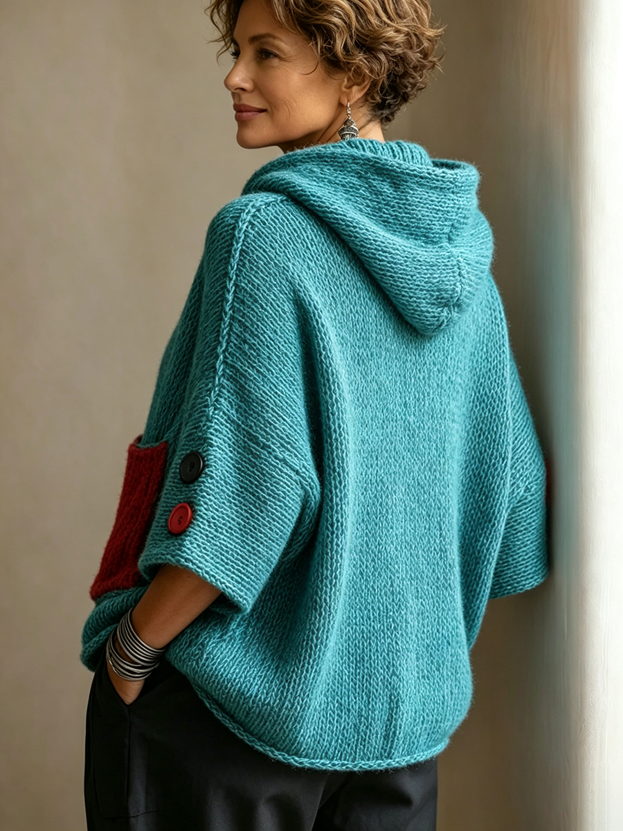 Zadie™ Relaxed Contrast Pocket Hooded Sweater