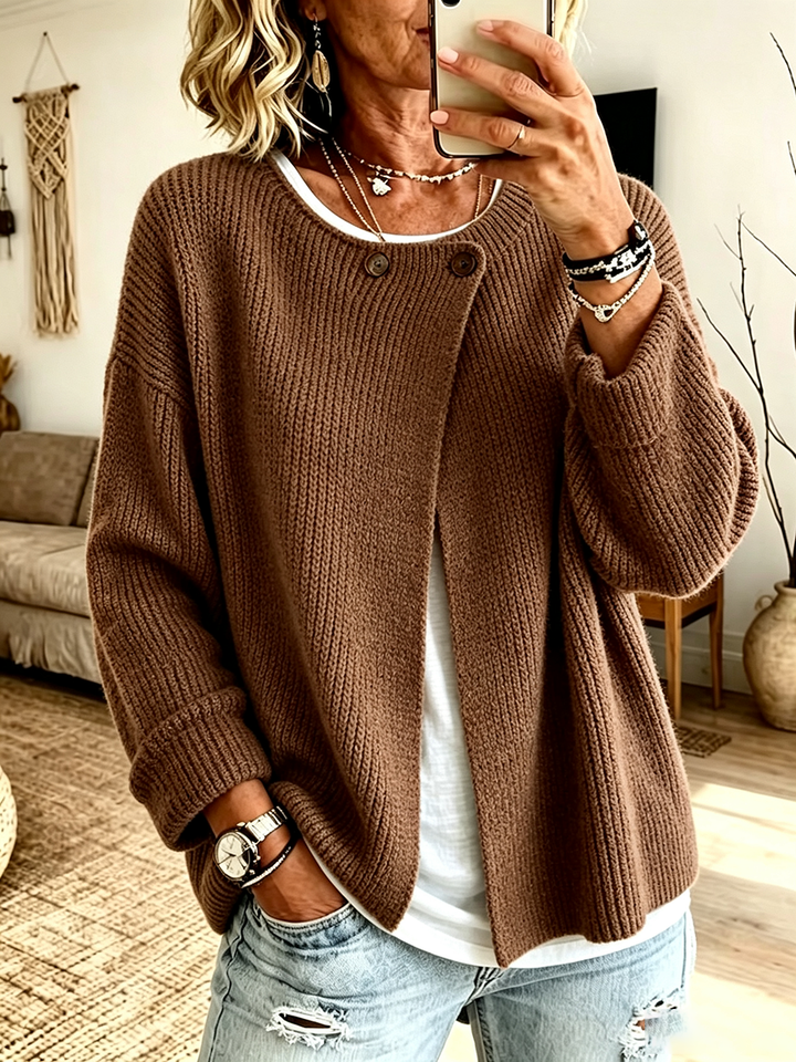 Samantha | Cozy Ribbed Asymmetrical Knit Cardigan