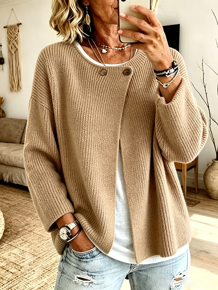 Samantha | Cozy Ribbed Asymmetrical Knit Cardigan